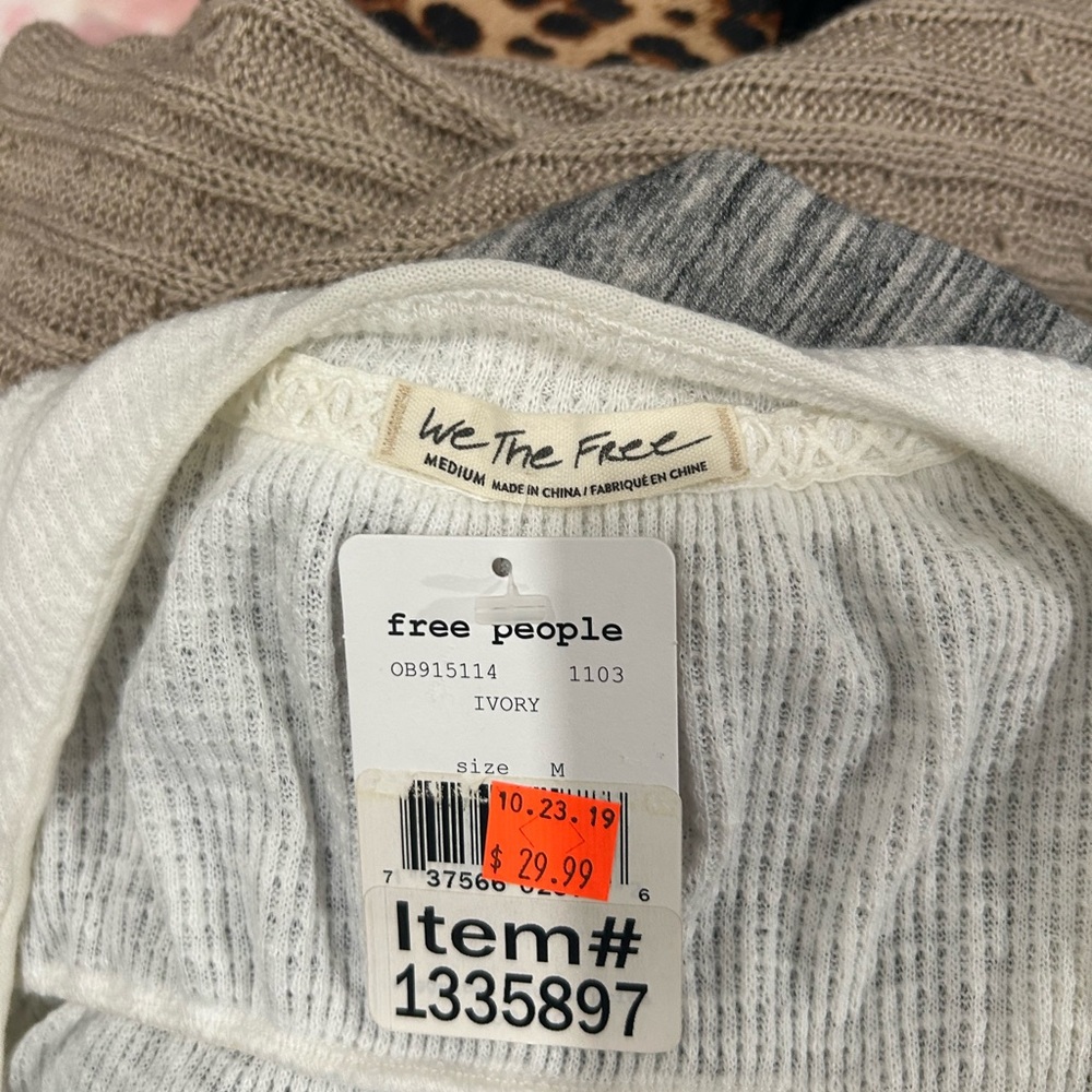 Free People Cream Knit Top